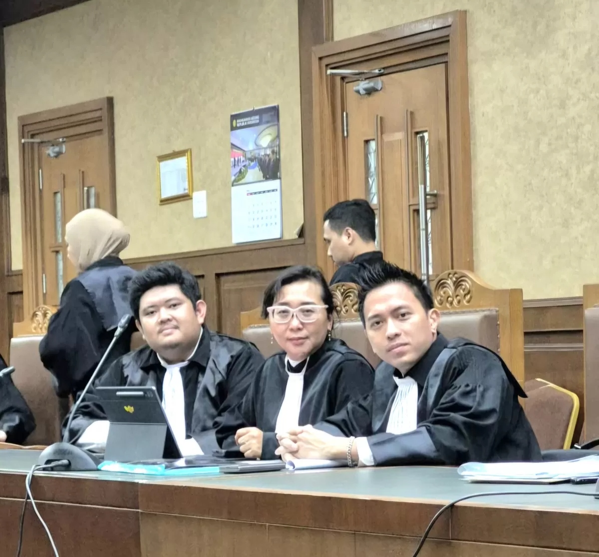 Tim kuasa hukum terdakwa kasus dugaan korupsi LPEI, Gamaginta, mengikuti persidangan di Pengadilan Tipikor Jakarta Pusat, Selasa (2/6/2026)